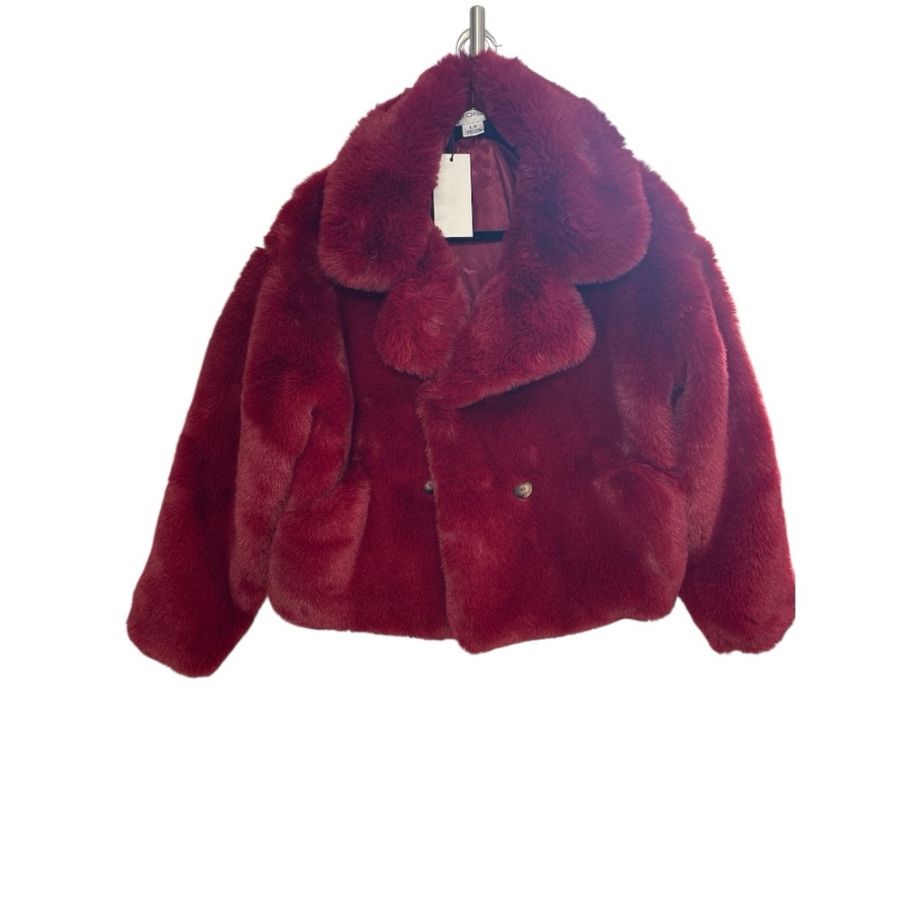 Luxurious Red Faux Fur Jacket - Picture 2 of 4